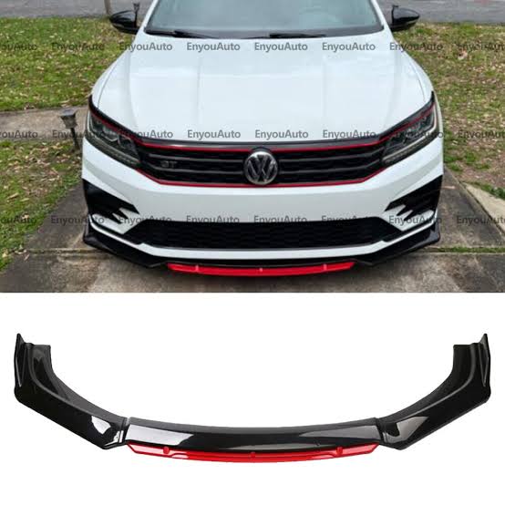 Universal - Front Bumper ABS Lip 3pcs Set Black/Red - 1110