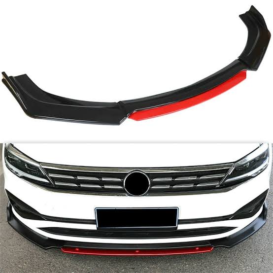 Universal - Front Bumper ABS Lip 3pcs Set Black/Red - 1110
