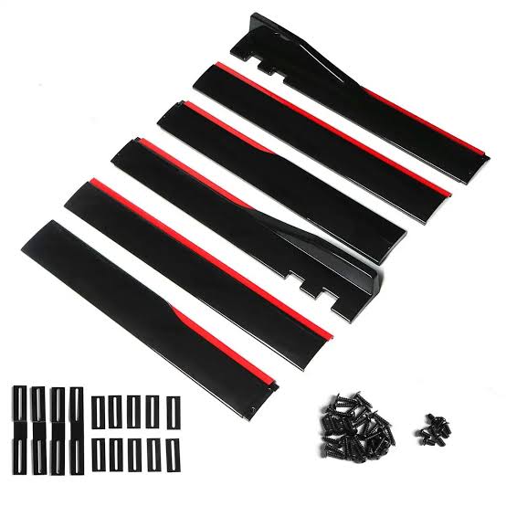 Universal - Side Body Kit ABS 3pcs Set Black/Red - 1112