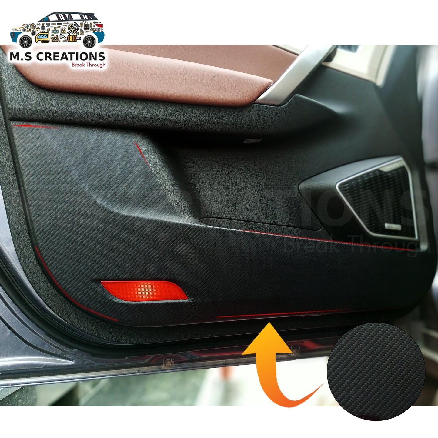 Proton X70 - Anti Kick Door Sticker PU CARBON - 495